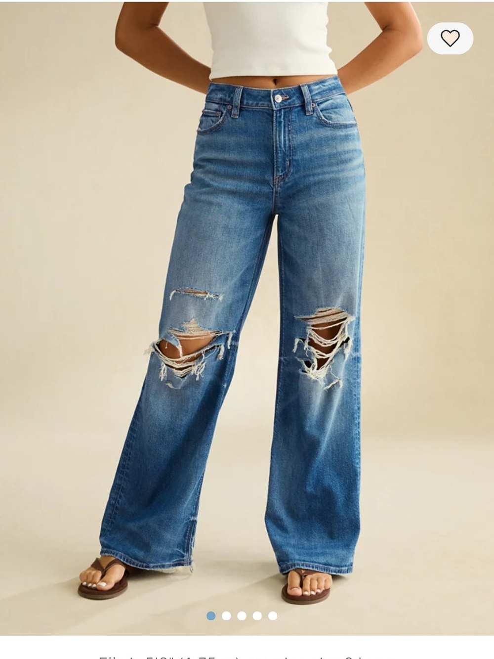 High-Rise Distressed Wide-Leg Jeans - Blue NWT